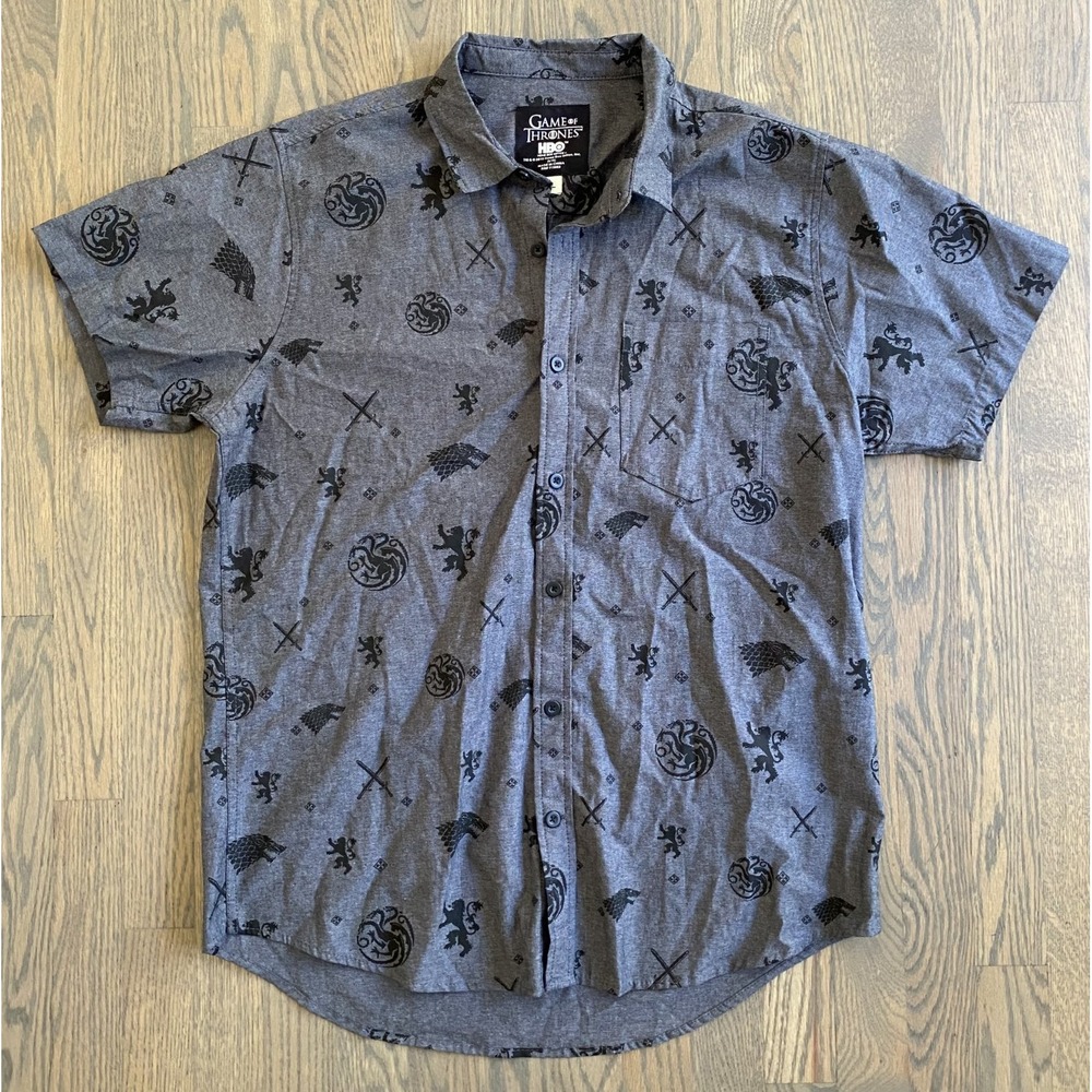 Game of Thrones HBO Button Down Short Sleeve Shirt Men Size Large